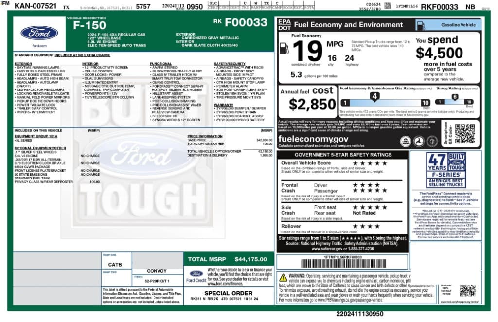 2024 Ford F-150 XL Regular Cab 4x4 — photo 34 of 36